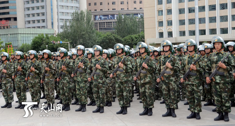 驻疆武警部队举行反恐维稳誓师大会(4)